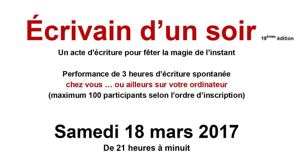 Ecrivain d'un soir 2017 ecrivain dun soir 2017