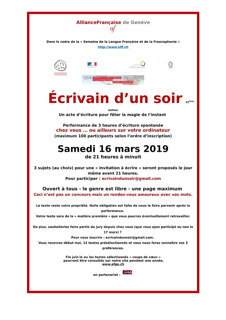 Écrivain d'un soir 2019 - 3 textes coups de coeur