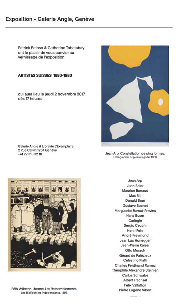 ARTISTES SUISSES 1880-1980 à la Galerie Angle à Genève