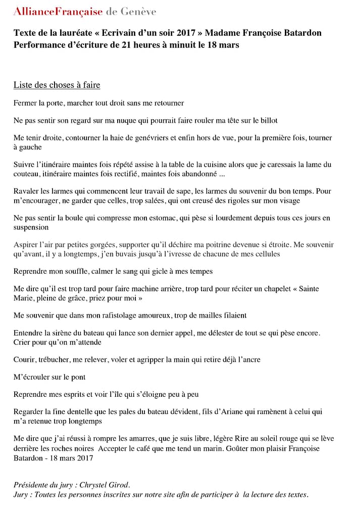 Ecrivain d'un soir 2018